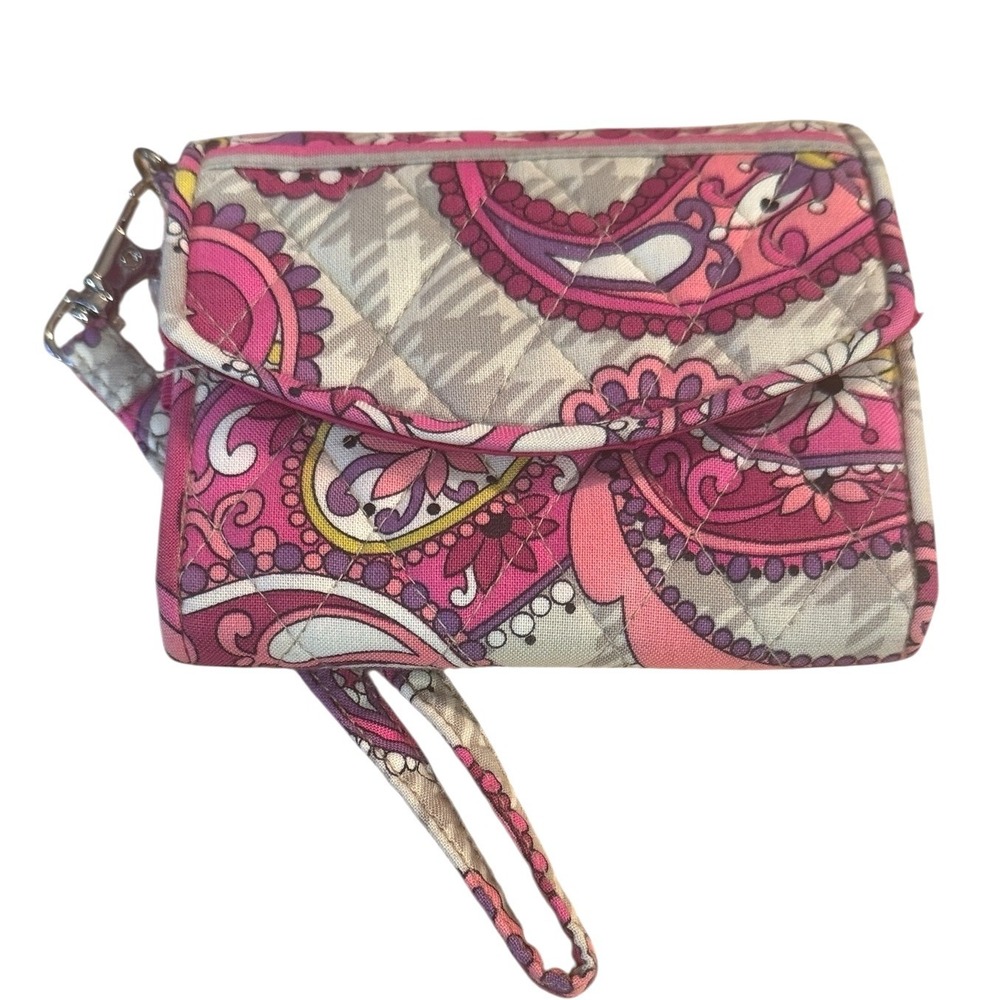 Vera Bradley Pink Paisley Meets Plaid 2012 Retired Wristlet Wallet phone holder